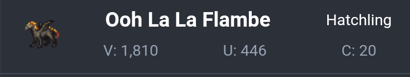 A blazeback hatchling named Ooh La La Flambe